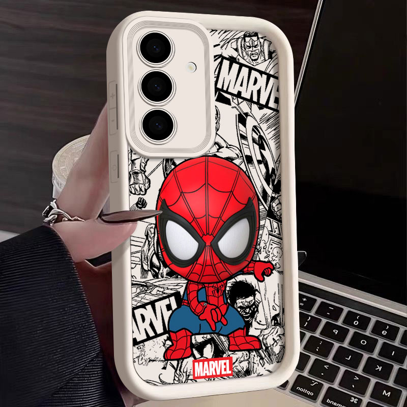 Samsung Galaxy S24 - غطاء هاتف سيليكون لطيف بتصميم سبايدرمان