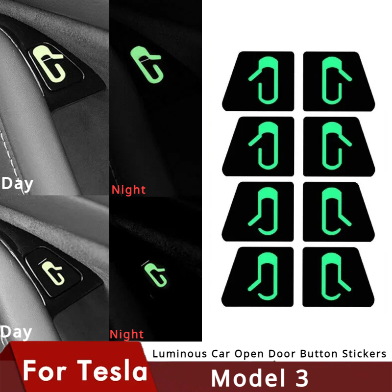 Tesla Tablet Accessories - ملصقات زر فتح باب السيارة المضيئة