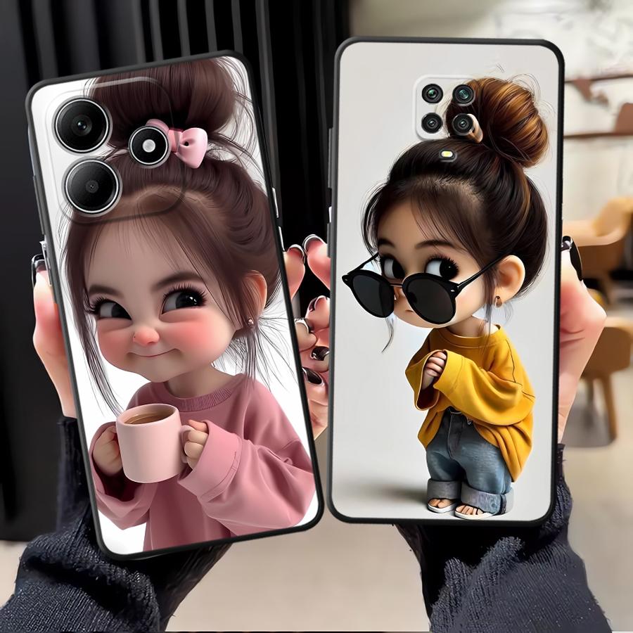 Tablet And Accessories Case - غطاء هاتف بنمط فتاة كرتونية لهواتف