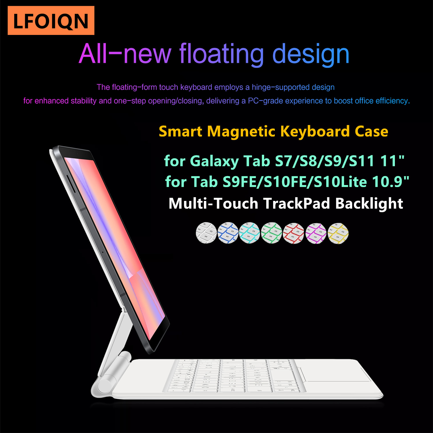 Galaxy Tablet Accessories - لوحة مفاتيح سحرية LFOIQN لجهاز سامسونج