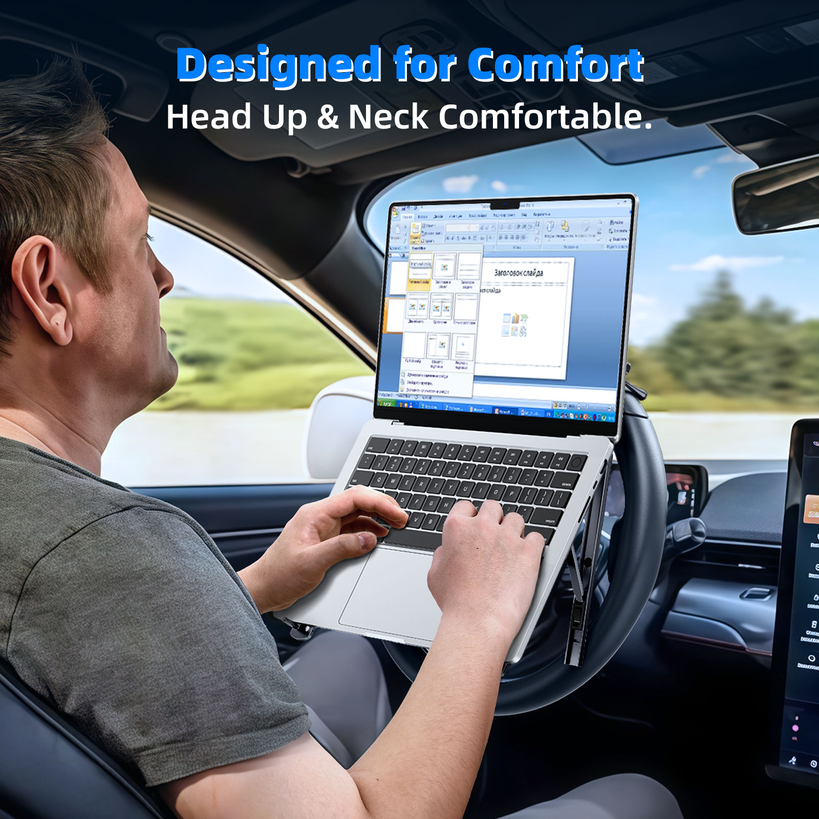 حامل كمبيوتر محمول للسيارة من  - مراجعة Tesla Tablet Accessories وسعره